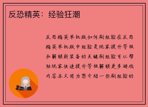 反恐精英：经验狂潮